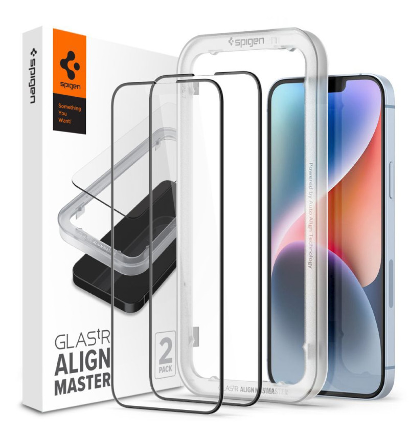 SZKŁO HARTOWANE SPIGEN ALM GLASS FC 2-PACK IPHONE 13 / 13 PRO / 14 / 16E BLACK  SZKŁO HARTOWANE SPIGEN ALM GLASS FC 2-PACK IPHONE 13 / 13 PRO / 14 / 16E BLACK