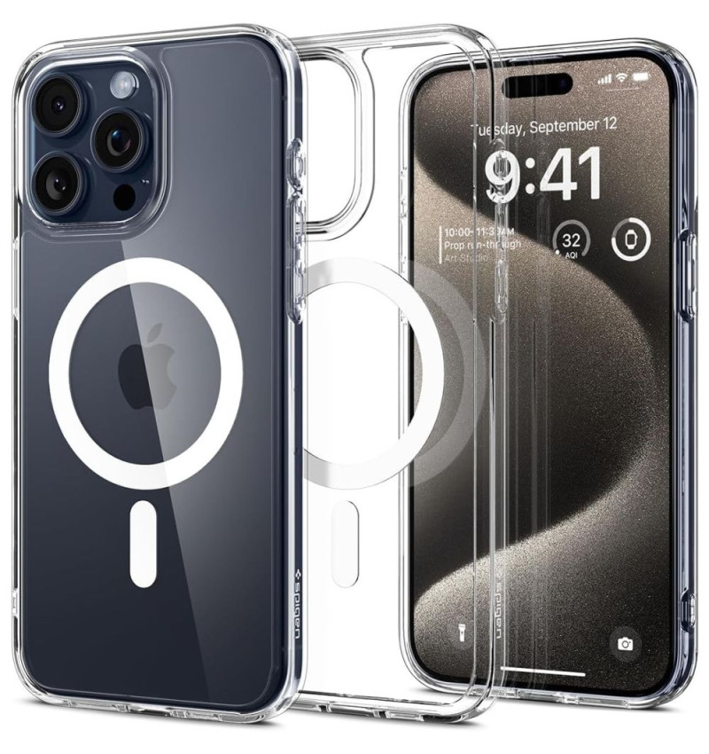 SPIGEN ULTRA HYBRID MAG MAGSAFE IPHONE 15 PRO MAX WHITE  SPIGEN ULTRA HYBRID MAG MAGSAFE IPHONE 15 PRO MAX WHITE