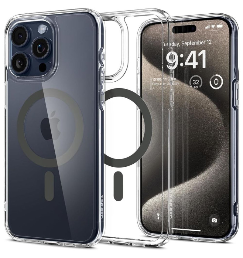 SPIGEN ULTRA HYBRID MAG MAGSAFE IPHONE 15 PRO MAX GRAPHITE  SPIGEN ULTRA HYBRID MAG MAGSAFE IPHONE 15 PRO MAX GRAPHITE
